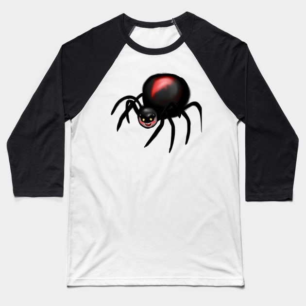 Cute Black Widow Spider Drawing Baseball T-Shirt by Play Zoo